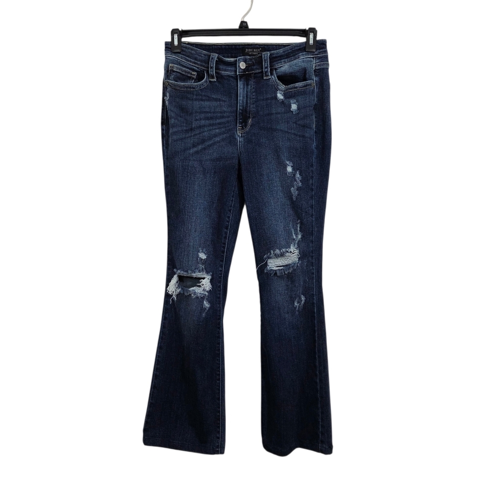 Judy Blue Hand Sand Mid Rise Distressed Bootcut Jeans Size 29 Boho Casual